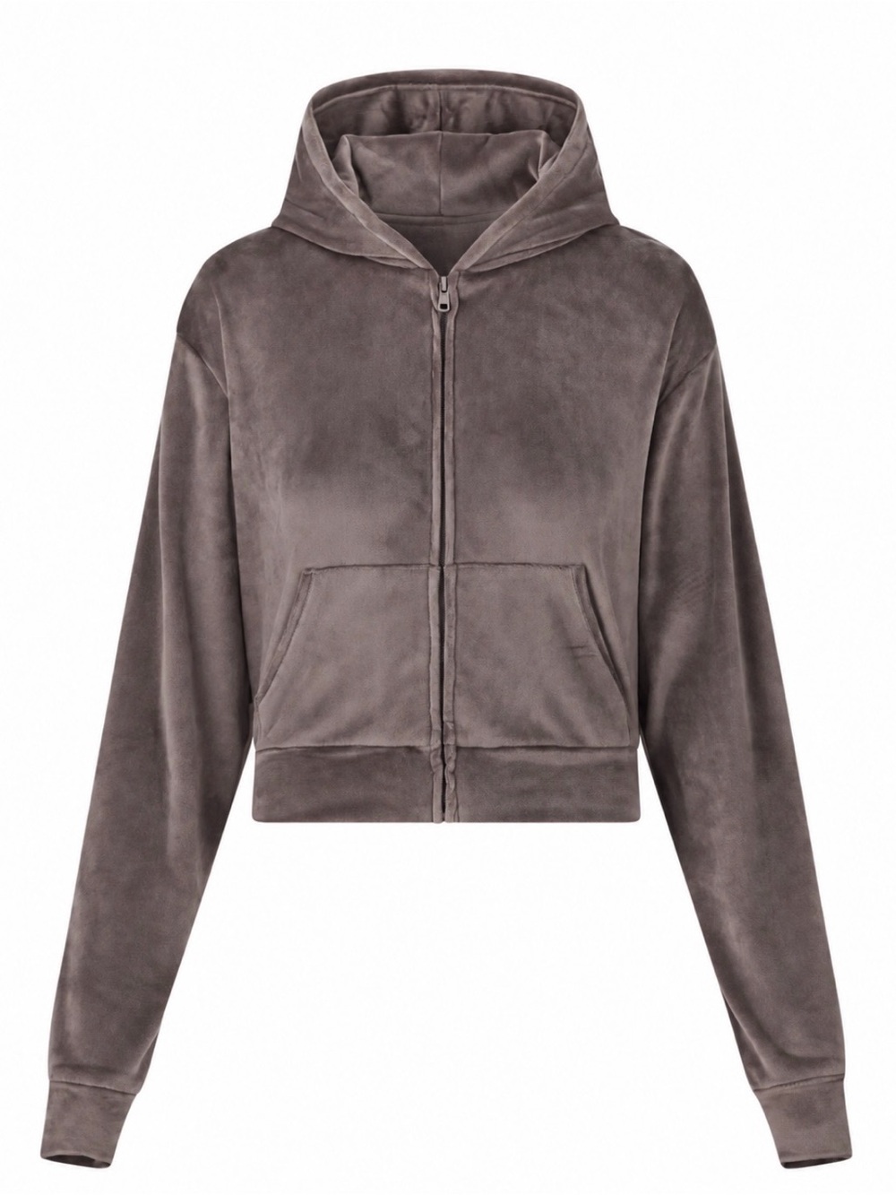 SKIMS Plush Zip Hoodie in Chocolate Brown
